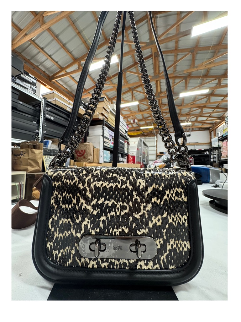 Vintage/Rare Coach Python Shoulder/Crossbody With Dual Turn Closure Euc